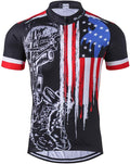 JPOJPO USA Cycling Jersey Men Short Sleeve Bike Shirts Biking Jersey Summer American Bicycle Tops with 3 Pockets Reflective