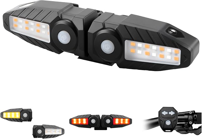 Bike Turn Signals with Projector 5 Modes USB Rechargeable Bike Tail Light Remote Control Waterproof Split Ebike Bicycle Turn Signals Front and Rear for Night Riding and Commuting Safety-4PCS