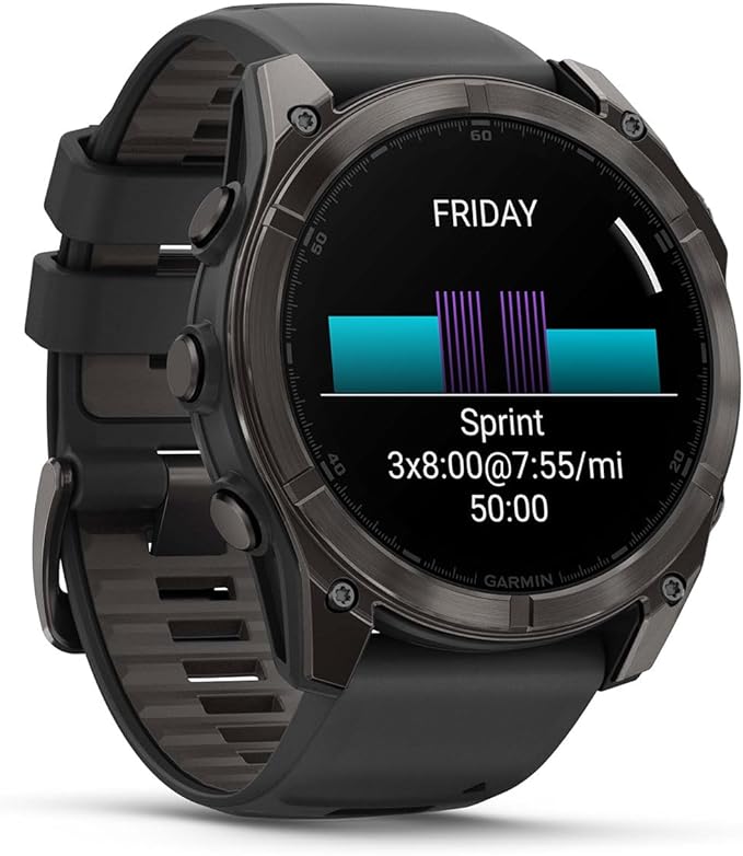 PlayBetter Garmin Fenix 8 AMOLED Sapphire (51mm, Carbon Gray DLC Titanium) Multisport GPS Smartwatch Bundle - 1.4” Touchscreen, Built-in LED Flashlight Wireless Running Earbuds