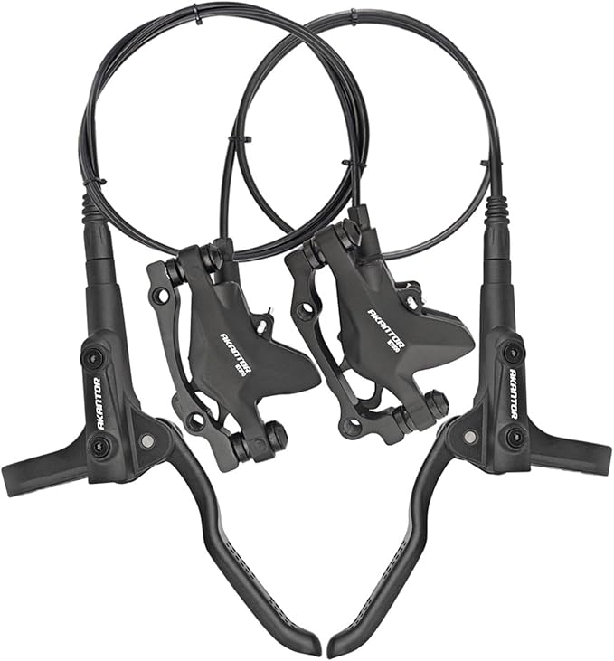 Akantor 1 Pair Mountain Bike Hydraulic Disc Brake Set，Right Front 850mm Left Rear 1450mm Hydraulic Brake Set with 160mm Rotors for Mountain Bike E-Bike Fat Bike Road Bike
