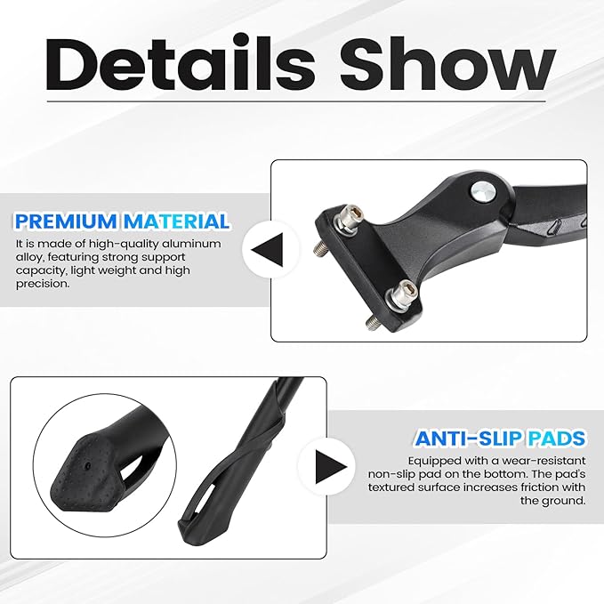 Bike Kickstand with 40mm Mount Hole,Adjustable Aluminum Alloy Bicycle Side Kick Stand for 22-24 Inch Bicycles Ebikes Mountain Bikes