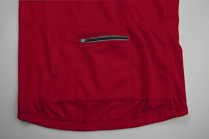 Men's Cycling Jersey Short Sleeves Bike Jersey 1/3 Zipper Solid Color Club Fit, Biking Cycling Shirt Zipper Pocket