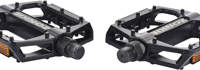 ZONKIE Mountain Bike Pedal, Aluminum Alloy Flat Platform Bicycle Pedals with Reflector for Road Bike and MTB, Sealed DU Bearing, Threads Size 1/2 Inch and 9/16 Inch