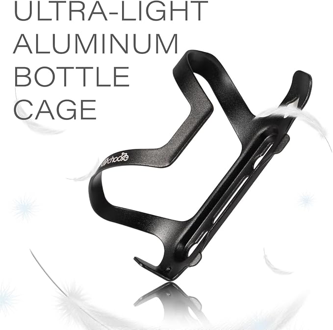 Chooee Bike Water Bottle Holder Aluminum, Bicycle Water Bottle Cage for Road Bikes Mountain Bikes Black 2-Pack