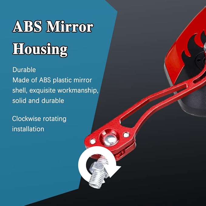 ASUBHA 2PCS Motorcycle Mirrors, Motorcycle Mirrors for Handlebar, Convex Handlebar Rear View Side Mirror with M8 M10 Bolt, Wide Angle Rear View Mirror Car Accessories for Scooter ATV UTV Dirt Bike