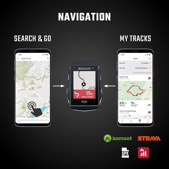 SIGMA Sport ROX 11.1 EVO GPS Bike Computer, Black, Navigation, Workout, Indoor & Outdoor Training, Quick Mounting, E-Bike Ready, Smart Phone Connectivity, Lightweight, IP67 Water Resistant