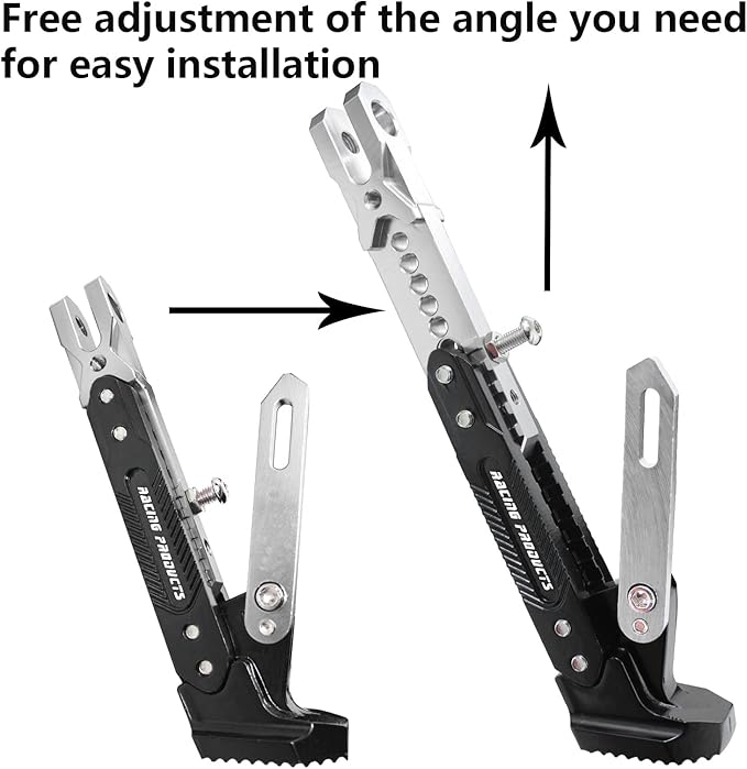 Universal Motorcycle Kickstand Adjustable Foot Side Support Parking Kickstand for Electric Motorbike Parking Foot Side Support Stand (Silver)