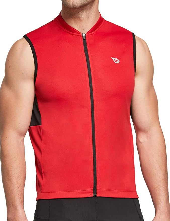 baleaf Men's Sleeveless Cycling Jersey Road Bike Shirt Bicycle Biking Tank Tops Full Zip Pockets SPF UPF50+