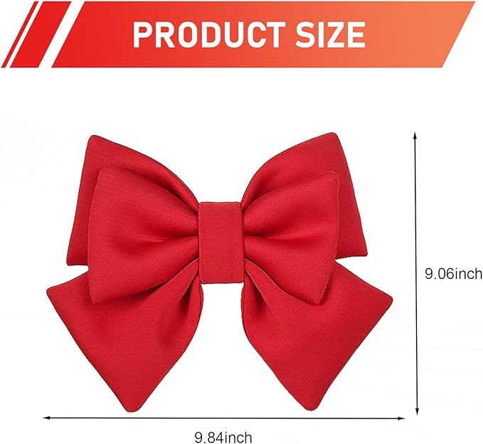 Cute Large Motorcycle Helmet Bow, Fabric Removable Helmet Bow, 7.87" x 10.24" Fashionable Accessory for Women, Universal Fit for Motorcycle, Ski & Bike Helmets (Red)