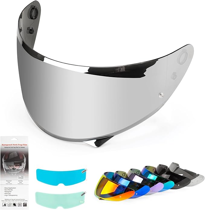 XINGWU Motorcycle Helmet Visor Replacement for C10 Helmet Visor with Anti-fog Rainproof Film UV Protection Face Tinted Shield (Deep Silver)