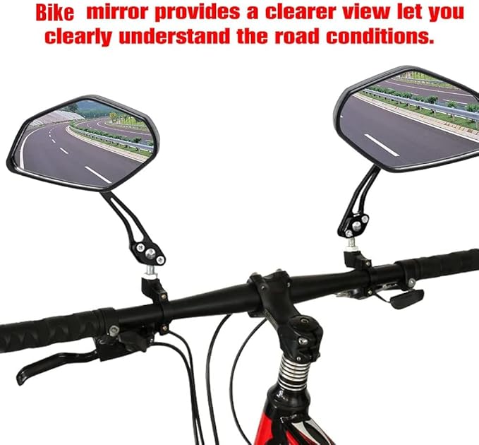 Bicycle Mirrors for Handlebars, 2pcs Safety HD Handlebar Rearview Mirror, Adjustable Bike Mirrors Handlebar Rearview Mirror, Electric Bike