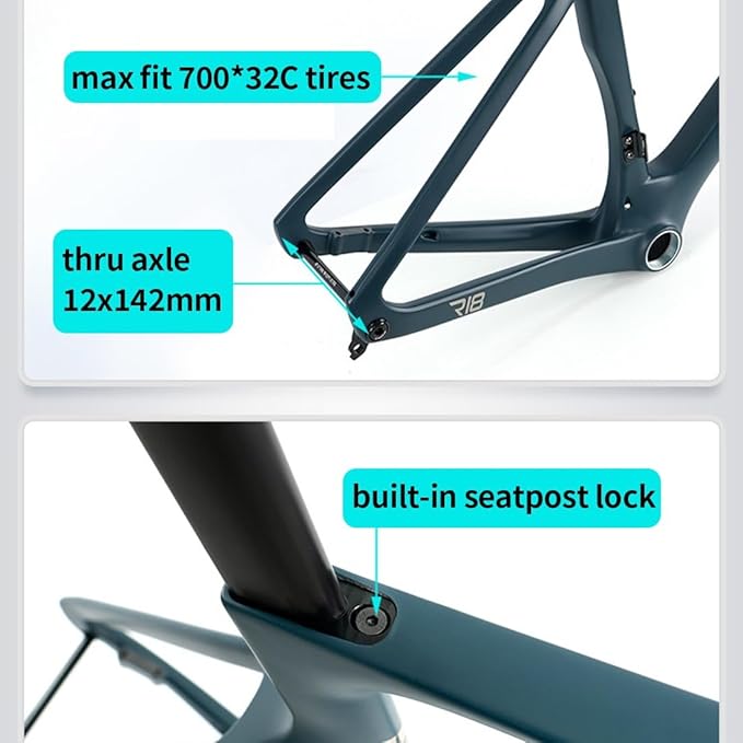 700c Road Bike Frameset Carbon Fibre Disc Brake Bike Frame 43/46/48/51/54cm Lightweight Wind Breaking Racing Frame Thru Axle 12 * 100/12 * 142mm