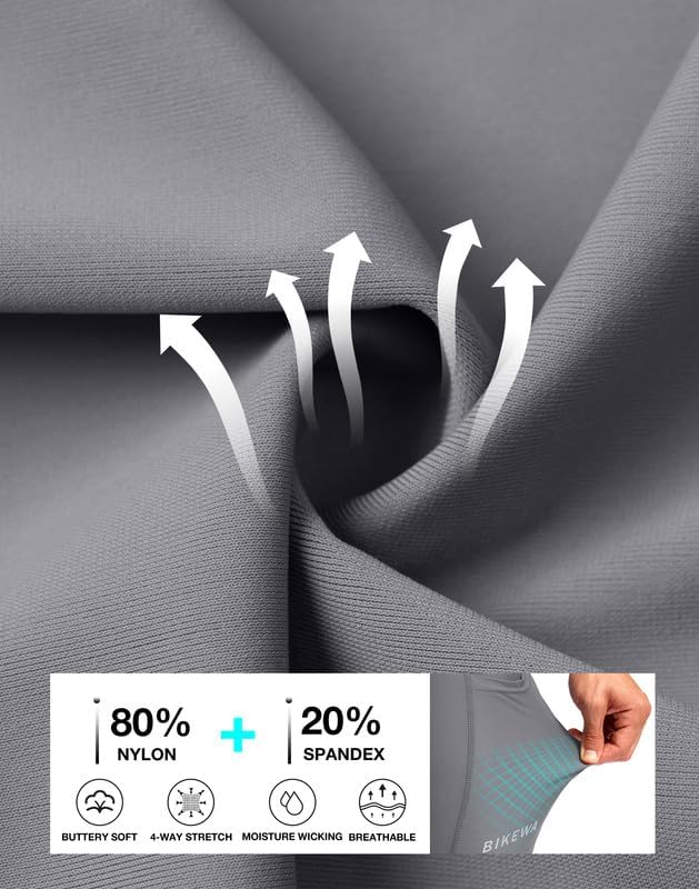 Bikewa Men's Cycling Shorts 7" 4D Padded Bike Shorts for Men Road Biking Bicycle Riding Cycle Biker Phone Pockets