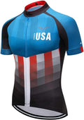 Cycling Jersey Short Sleeve USA Style Bike Tops with Pocket Reflective Stripe