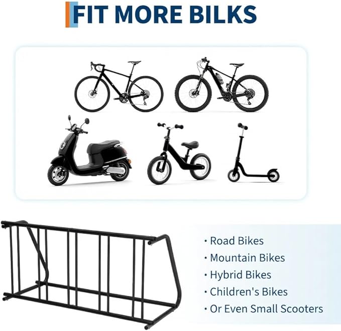Commercial Grid Floor Bike Rack,Single-Side 5-Bike Rack 60 in L,Grid Bike Rack In Ground,Bicycle Floor Parking Stand,Bike Racks Garages, Stores, Schools & Universities Power Coated Steel