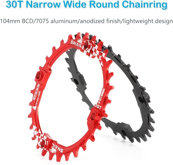 CYSKY 104 BCD Chainring 30T to 52T Narrow Wide Chainring with Sprocket Bolts for 1x Set-up Road Bike Mountain Bike BMX MTB Gravel Ebike