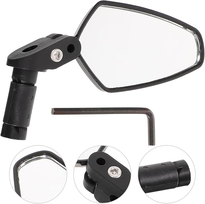 GANAZONO Bike Mirror Rearview Cycling Mirror Handlebar Mount Wide Angle for Mountain Bike Black Short Version