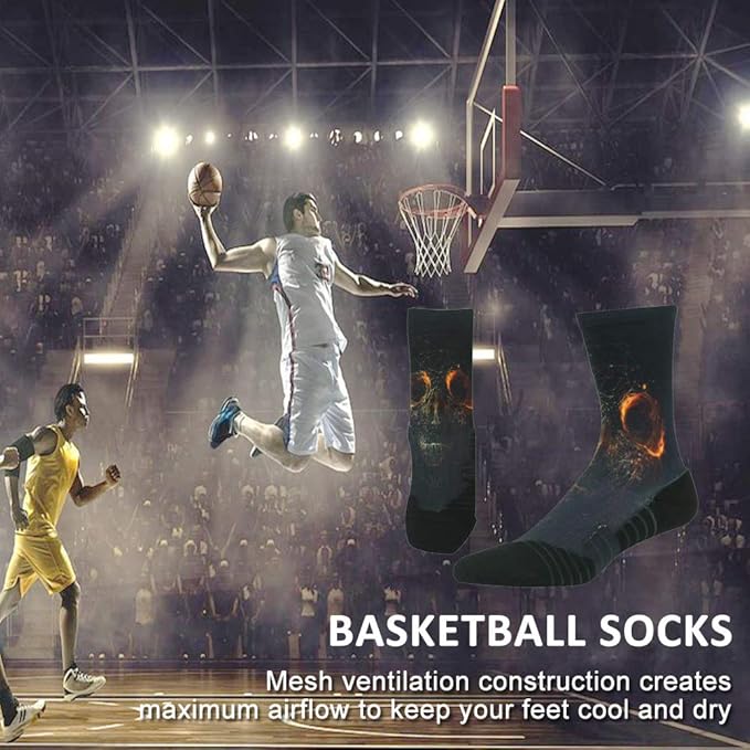 HUSO Cycling Socks for Men Women, Novelty Bike Socks Fun Running Basketball Athletic Crew Socks 3, 4, 7 Pairs