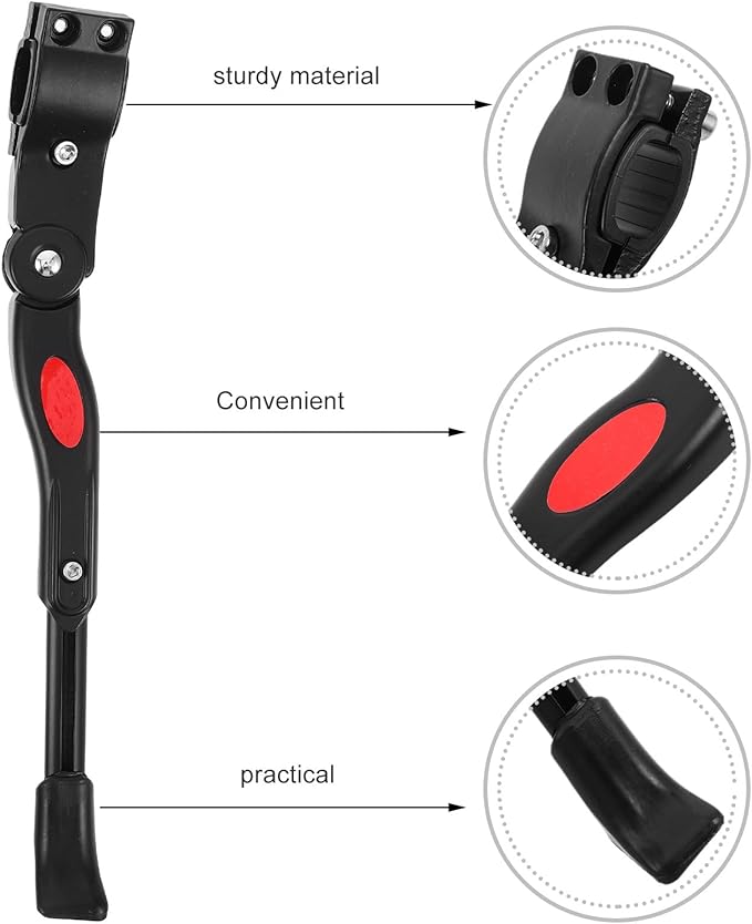 NUOBESTY Bike Kickstand, 2 Pack Adjustable Aluminum Bicycle Kickstand For Mountain Bikes - Black Three-hole Rear Side Stand With Tools For Quick Parking