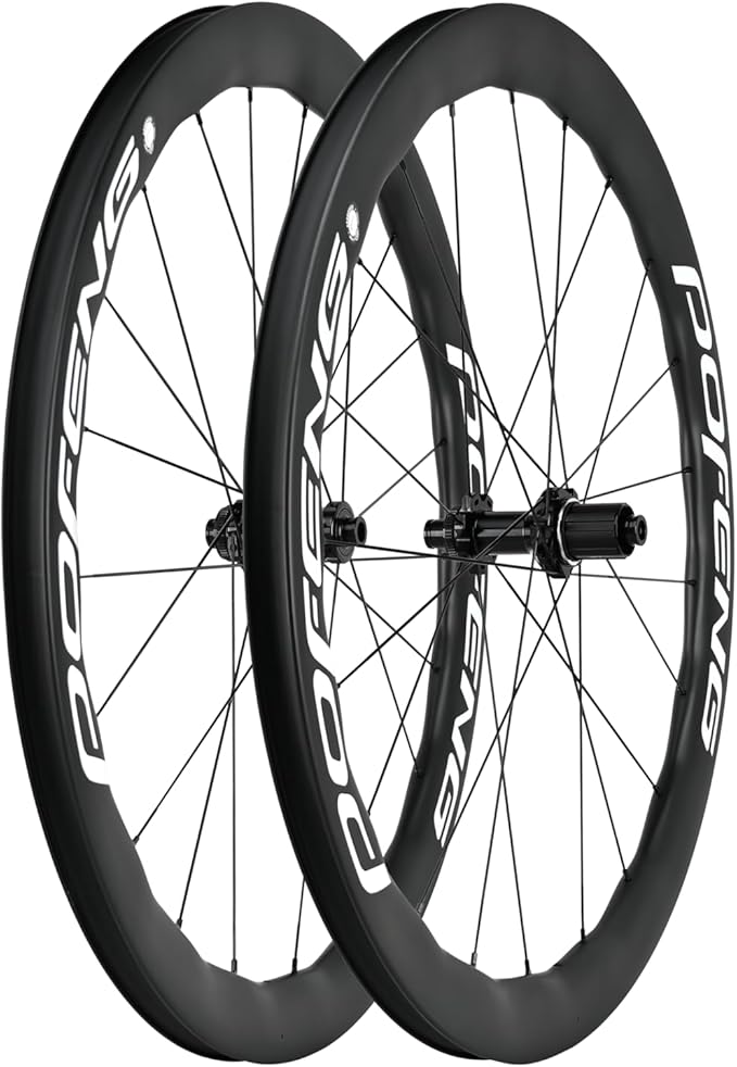 POFENG Carbon Fiber Wheelset 700c Disc Brake Road Bike 50/28mm Tubeless Wheels UD Matte