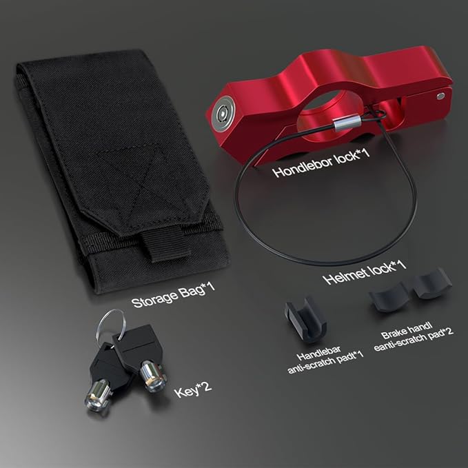 Motorcycle Lock & Helmet Lock Combo, Motorcycle Brake Lock Anti Theft Motorcycle Handlebar Lock for Mopeds, Motorbikes, ATVs, Dirt Bikes, Street Bikes