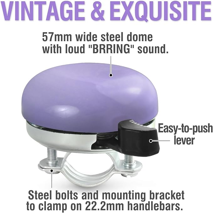 MARQUE Beach Cruiser Bike Bell – Classic Bicycle Bell Design for Adults and Kids with Traditional Ring Sound