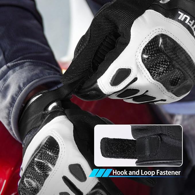 WTACTFUL Goatskin Leather Carbon Knuckle Motorcycle Gloves for Ultimate Protection and Comfort