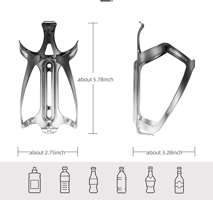 ROCKBROS Durable Aluminum Water Bottle Holder Bike Bottle Holder with Electroplating & Integrated Molding - Lightweight for Bicycle MTB, Road/Mountain Bikes
