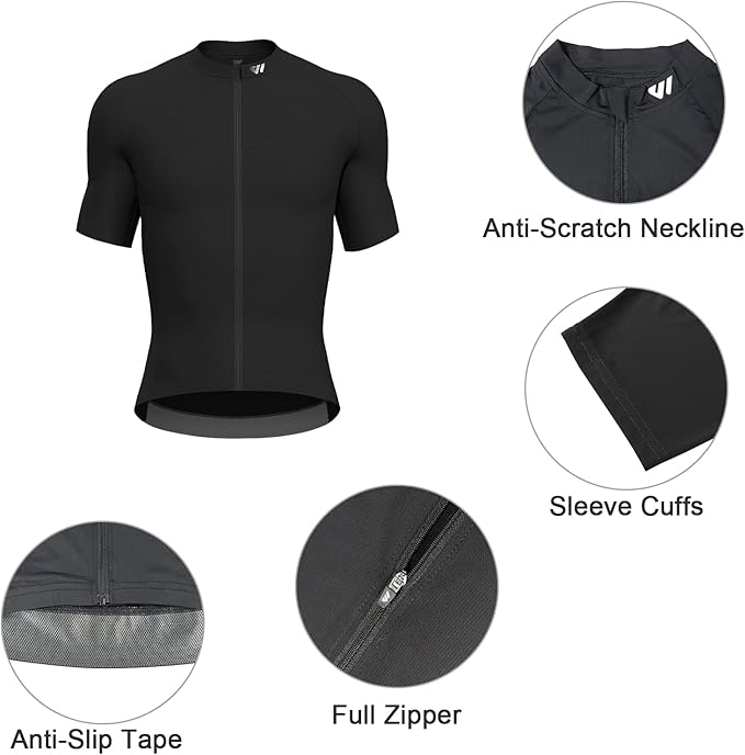 Lo.gas Cycling Jersey Men Short Sleeve, Road Bike Jerseys Full Zipper with Pockets, Bicycle Clothing Breathable Quick Dry