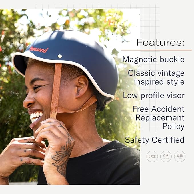 Thousand Heritage 2.0 Adult Bike Helmet; The Original Low Profile Retro Commuter Cycling Helmet Safety Certified for Bicycle Skateboard Skating Roller Skates; for Men & Women