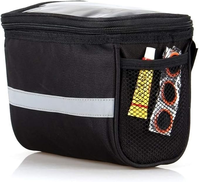 Bike Bags Handlebar Large Capacity Waterproof Bicycle Front Handlebar Storage Bag Cycling Pouch Black