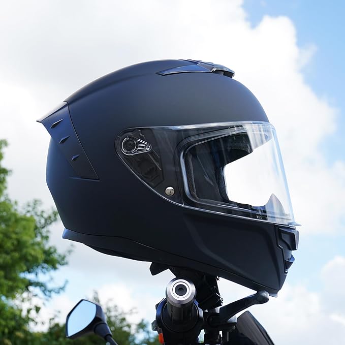 Full Face Motorcycle Helmet,Helmets for Adults Motorcycle, MG611 Motorbike Racing Street Bike Helmets with Black Visor for Men Women,DOT Approved (Matte Black-B, XXL)