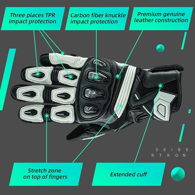 Seibertron SPS Series Touchscreen Motorcycle Motocross BMX ATV MTB Bicycle Cycling Full or Half Finger Gloves Adult and Youth