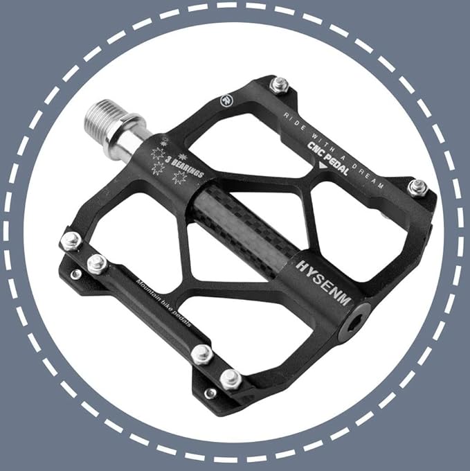 HYSENM Mountain Bike Pedals Aluminum 9/16 Inch MTB Bicycle Pedals Wide Platform Flat Pedals, Lightweight Non Slip Bike Pedals Road Bike Adult