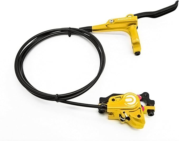 MTB Front Hydraulic Disc Brakes, Gold Aluminum Alloy Hydraulic Brakes for Mountain Bike Right Rear 1700mm Hydraulic Bicycle Brakes with is/PM Adapter Fit 160mm Rotor