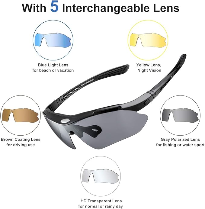 ROCKBROS Polarized Sunglasses Men Women Cycling/Pickleball/MTB Glasses UV Protection, Suitable for Myopia Glasses