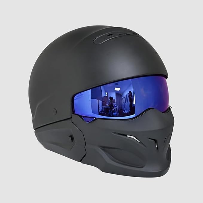 Compatible with EXO Covert Visor Replacement Motorcycle Helmet Visor Sun Protection Anti-Scratch, Universal(Revo Deep Blue)