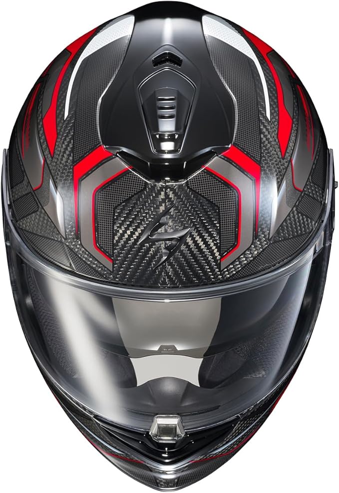 ScorpionEXO ST1400 EVO Carbon Fiber Full Face Sport Touring Street Motorcycle Helmet - Bluetooth Ready Speaker Pockets DOT ECE Hex (Gloss Red - 2X-Large)