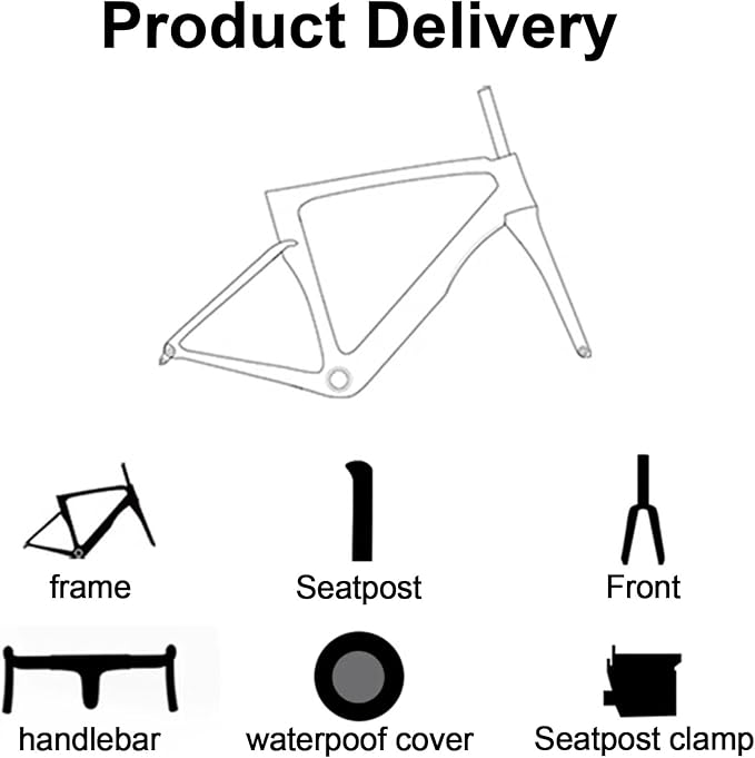 49/52/54/56cm Carbon Road Bike Frameset BSA BB68 Quick Release Frame Carbon Fiber Tapered Fork Disc Brake Frame Lightweight Thru Axle 12x100mm/12x142mm Internal Routing(White,52cm)