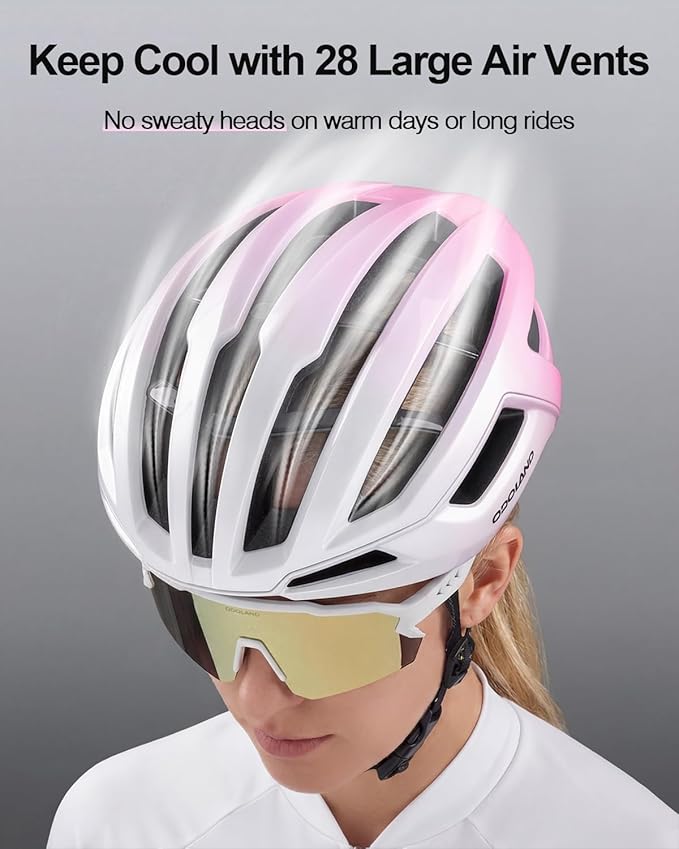 Odoland Adult Bike Helmet - Super Ventilation & Impact-Resistant Frame, Adjustable Dial System Lightweight Bicycle Helmet for Mountain, Commuting, Road Cycling