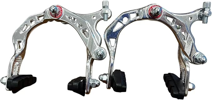 1 Pair C-Brake Brake Arm Set – Front & Rear Side Pull Rim Brakes with 50mm Pads, 110mm Arm – Electroplated Aluminum Alloy