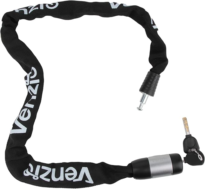 Venzio Bike Chain Lock, 3FT (900mm) Heavy Duty Anti-Theft Bicycle Lock with 2 Keys, 6mm Thick Steel Chain, Waterproof Sleeve and Zinc Alloy Core, Ideal for Scooter, Fence, Gate, Motorcycle