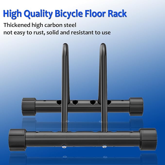 HOMEE Bicycle Floor Stand, Adjustable Bike Rack for Garage, Steel Cycling Storage Organizer for Indoor Outdoor Home, Bicycle Holder for Mountain and Road Bike, Black