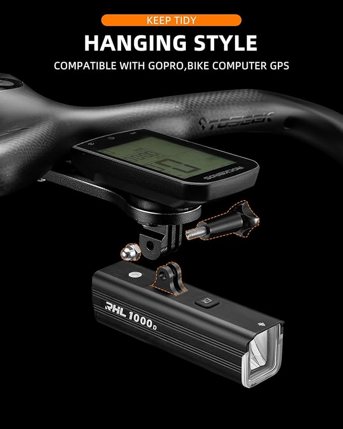 ROCKBROS Bike Light Compatible with Bike Out-Front Mount Rechargeable Bicycle Headlight Front Lights for Night Riding