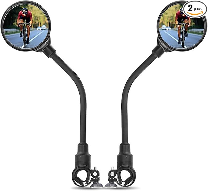 2 Pcs Bike Mirror Handlebar Mount 360° Adjustable Rotatable Rear View Mirror with HD Wide Angle Glass Convex Lens Easy to Install cycling Accessory Ideal for Mountain Road Bike Electric Bicycle