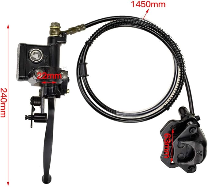 HIAORS Left Hand Hydraulic Disc Brake Master Cylinder Caliper Compatible with Taotao Sunl Roketa Nst 50cc 70cc 90cc 110cc 125cc Peace Eagle Cool Sports Mini Bike ATV Quad 4 Wheeler Parts