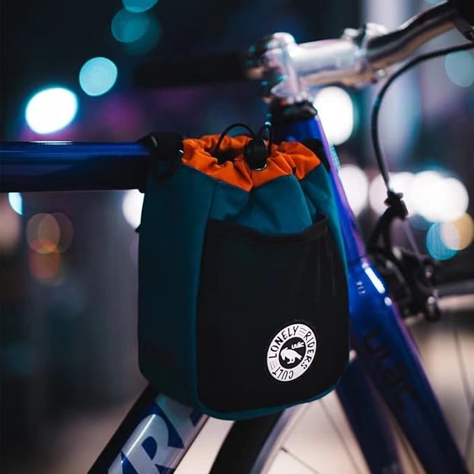 ULAC NEO PORTER C-HOLD Bike Feed Bag for Top Tube, Handlebar, Stem and Saddles (Navy-Orange, Large)
