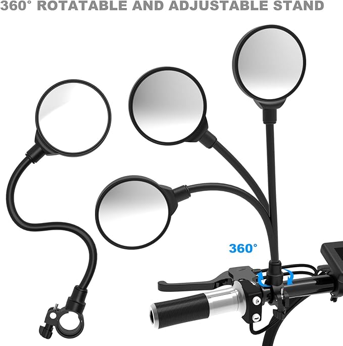 ROYOR Bike Mirrors for Handlebars Rearview Mirror - Bicycle Mirrors for Handlebars, 360° Adjustable Rotatable Bicycle Mirror for Electric Bike, Mountain Bike and Road Bike