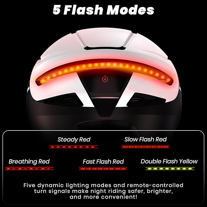 Favoto Smart Bike Helmet with Light – Dual Shell CPSC Certified Ebike Helmet with Turn Signals for Road Cycling City Commuting