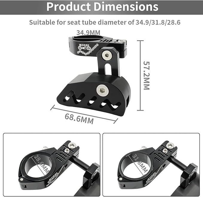 MUQZI Chain Guide, Aluminum Alloy Bike Chain Guide Mountain Bike Chain Deflectors Adjustable MTB Cycle Single Crankset Bicycle Chain Protector